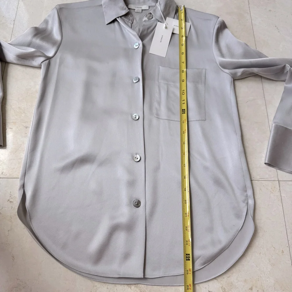 Vince Silk button up shirt gray size XXS - Picture 11 of 16